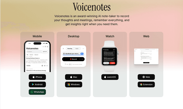 Voicenotes: Record and remember. A truly intelligent AI note-taker.