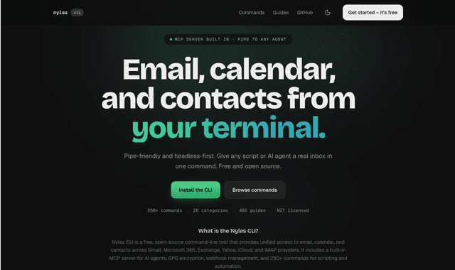 Nylas :Email, calendar, and contacts from your terminal.