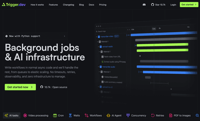 Trigger.dev is an open-source platform