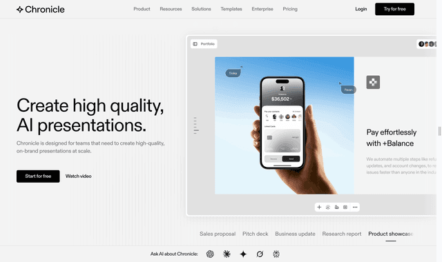 Chronicle :Create high quality,AI presentations.