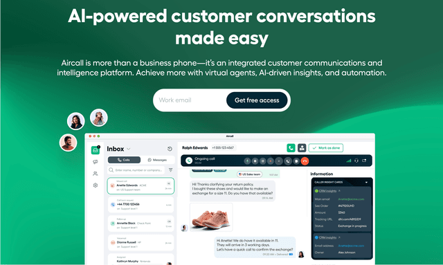Aircall AI-powered customer conversations.