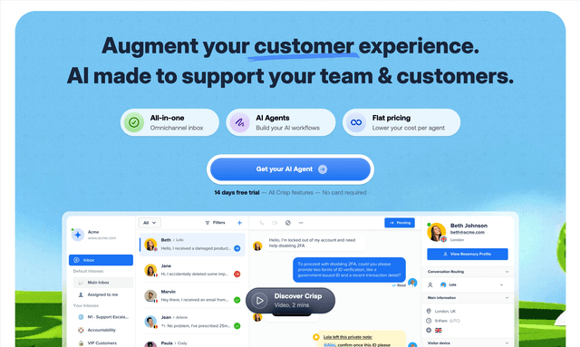 Crisp:The AI Customer Support Platform for Every Business.