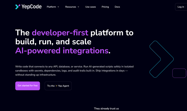 Yep Code :The developer-first platform to build, run, and scale AI-powered integrations