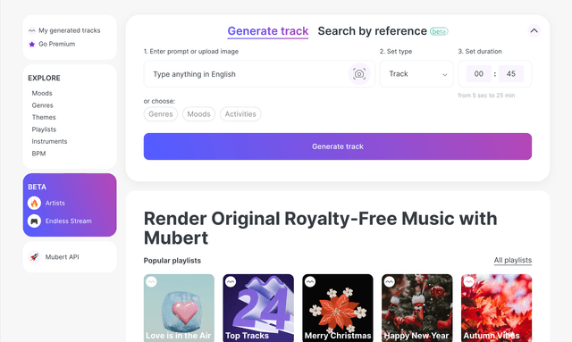Mubert :Human and AI Music Generator