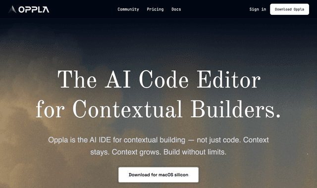 Oppla :The AI Code Editor for Contextual Builders.