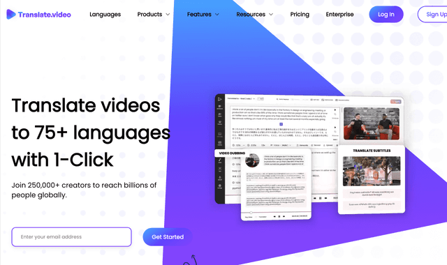 Translate Video:Translate videos to 75+ languages with 1-Click.