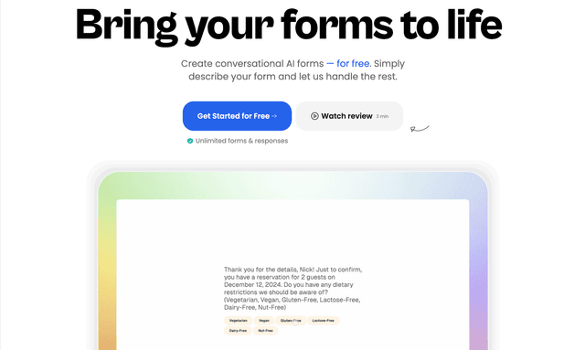 Formshare: Create free conversational AI forms 