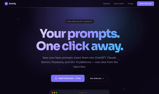 Arixify :Your prompts. One click away.
