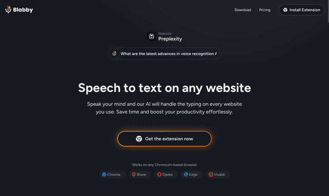 Blabby AI: Speech to text on any website