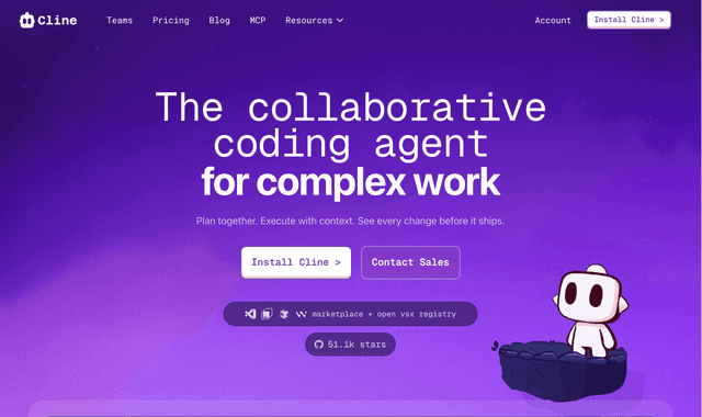 Cline :The collaborative coding agent for complex work