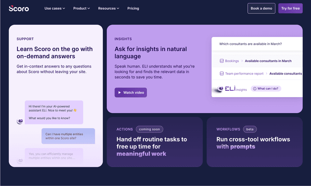 Scoro AI comes to life through ELI – your smart companion, built into Scoro.