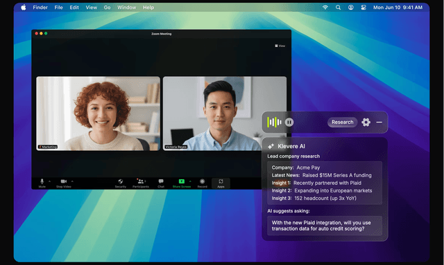 Klevere AI: Your real time AI assistant on sales calls.