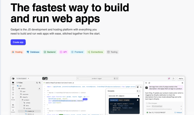 Gadget :The fastest way to build and run web apps