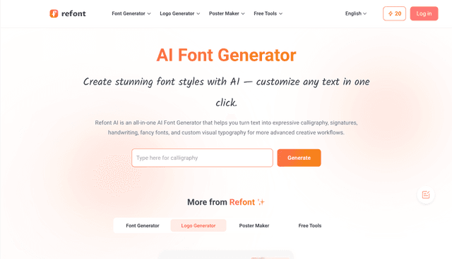 Refont: AI-generated calligraphy, fancy fonts & digital handwriting.