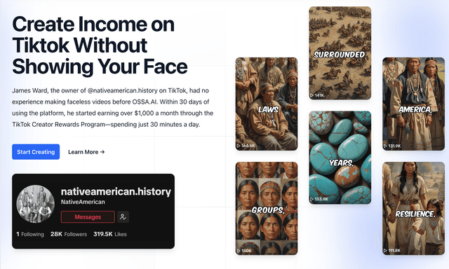 Ossa AI create income on Tiktok without showing your face