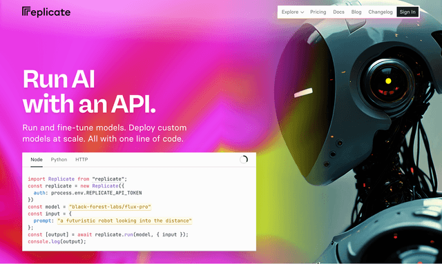 Replicate run AI with an API