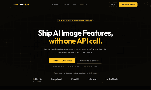 Runflow :Ship production-ready AI image pipelines with one API call