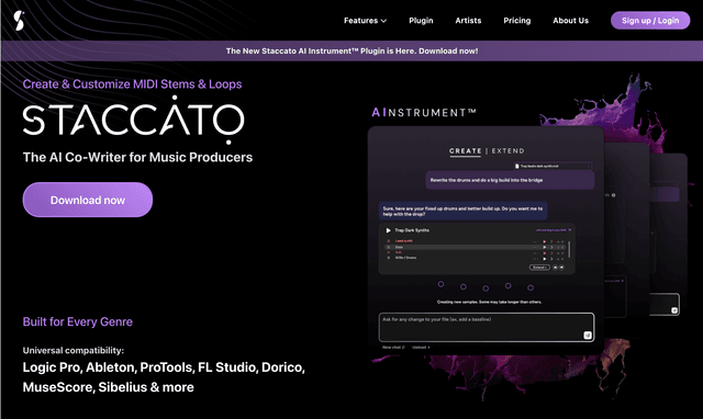 Staccato: The AI Co-Writer for Music Producers