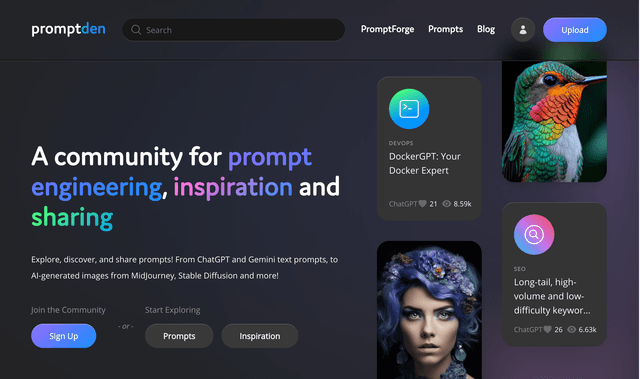 Prompt Den:A community for prompt engineering, inspiration and sharing