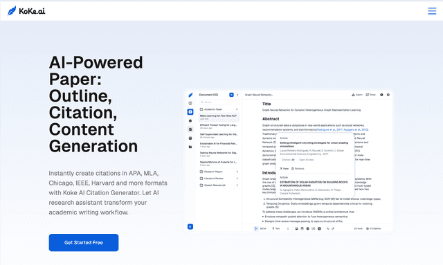 Koke AI :AI-Powered Paper: Outline, Citation, Content Generation