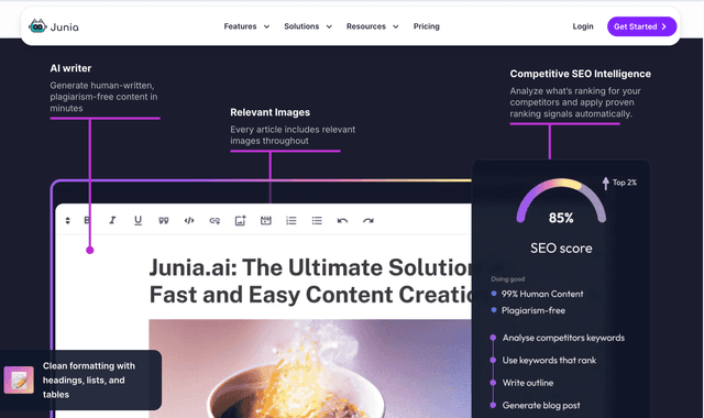 Junia AI: Create people-first SEO articles that rank on Google and get cited by ChatGPT.