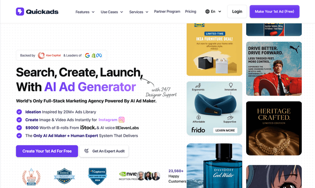 Quickads: Search, Create, Launch, with AI Ad Generator