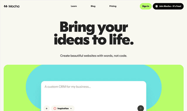 Mocha :Create beautiful websites with words, not code.
