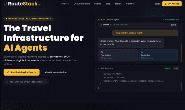 RouteStack.ai is the first travel data layer built for AI agents.