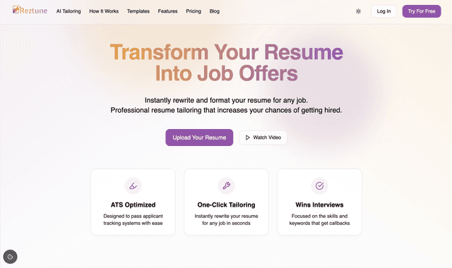Reztune: Transform Your Resume Into Job Offers