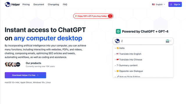 Helper is a desktop AI assistant