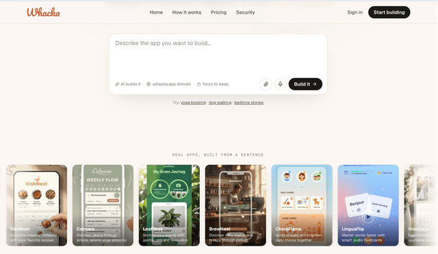 Whacka :Turn any idea into your own mobile app with no code from your phone