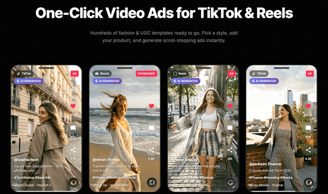 Heyfish AI: One-Click Video Ads for TikTok & Reels