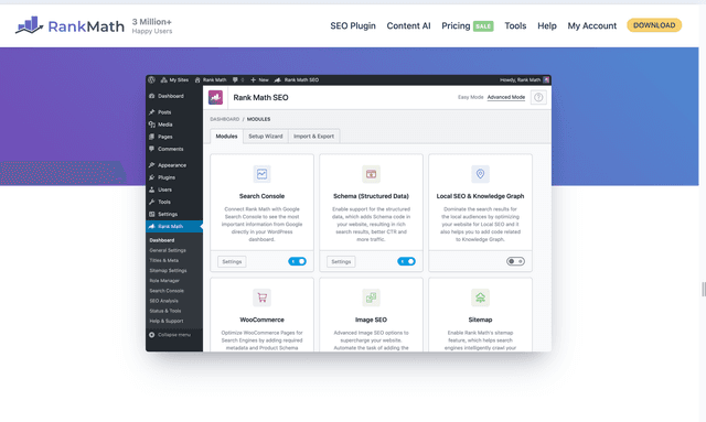 Rankmath :Smart WordPress SEO plugin for higher rankings