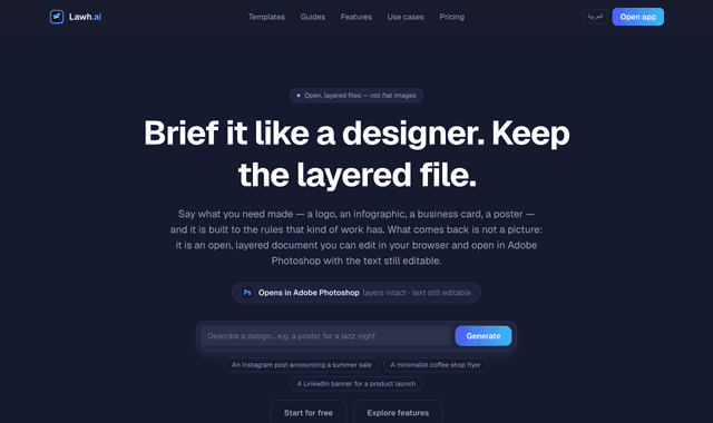 Lawh.ai :Turn a prompt into a fully editable, on-brand design in minutes