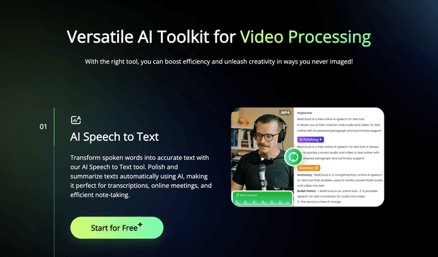 RecCloud versatile AI toolkit for video processing