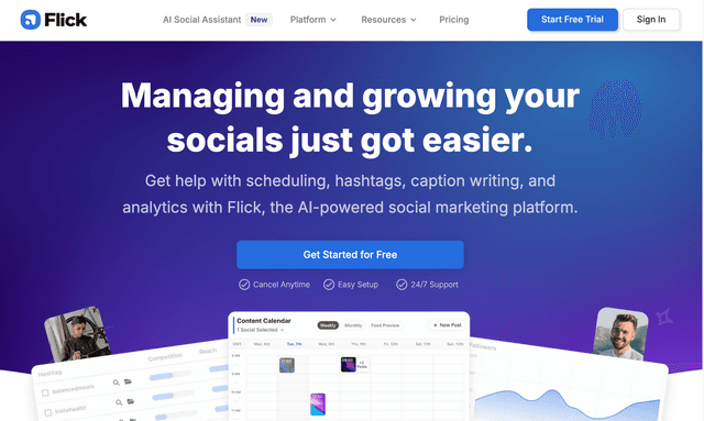 Flick :AI-powered social media marketing platform