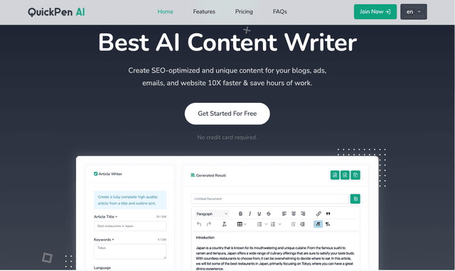 Quick Pen AI :AI-powered writing tool