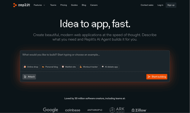 Replit  idea to app, fast