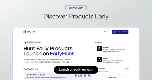  Hunt Early Products Launch on EarlyHunt