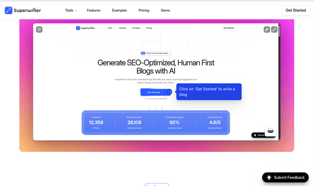 Super Writer.io: Generate SEO-Optimized, Human First Blogs with AI