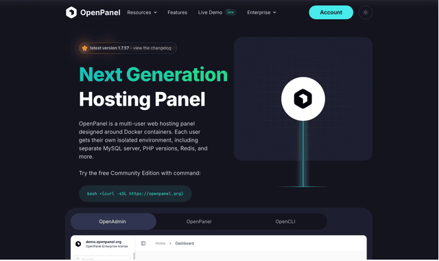 OpenPanel is a multi-user web hosting panel designed around Docker containers.