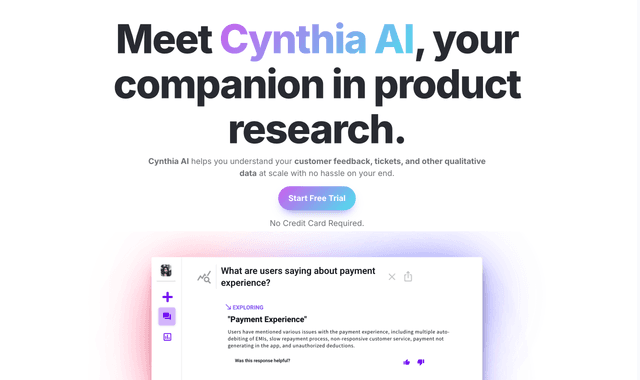 Cynthia AI is an AI-powered analytics platform