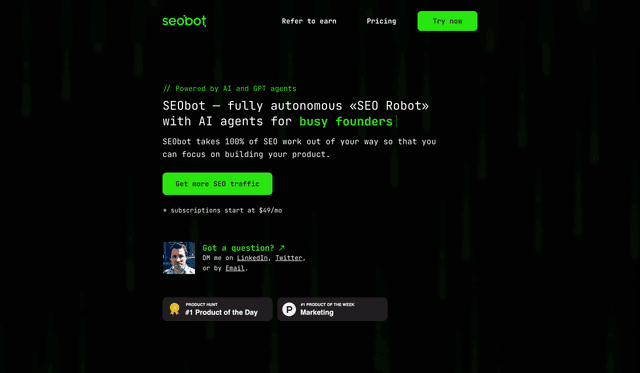 Seobot AI: SEO Bot is an all-in-one SEO AI agent.