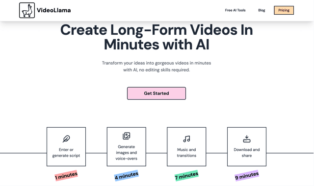 Videollama: Create Long-Form Videos In Minutes with AI