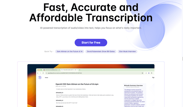 Yescribe Fast, Accurate and Affordable Transcription