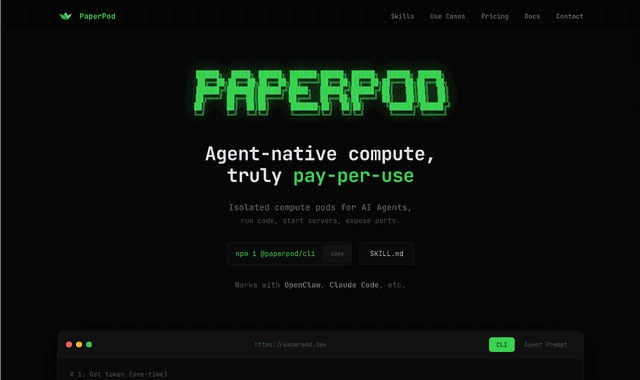 Paperpod: Agent-Native Compute