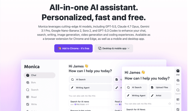 Monica:Your personal Al assistant for effortless chatting and copywriting.