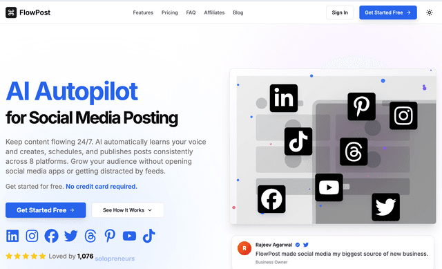 Flow Post: AI Autopilot for Social Media Posting