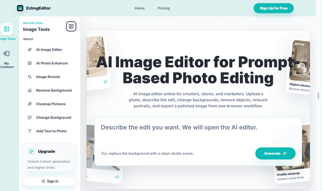 Ezimgeditor :AI Image Editor for Prompt-Based Photo Editing