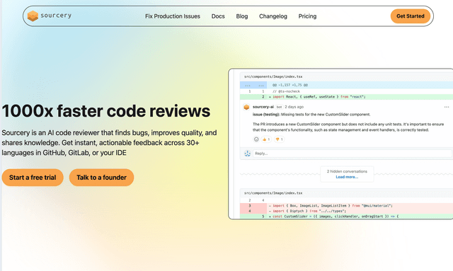 Sourcery: Code review  for the AI era.